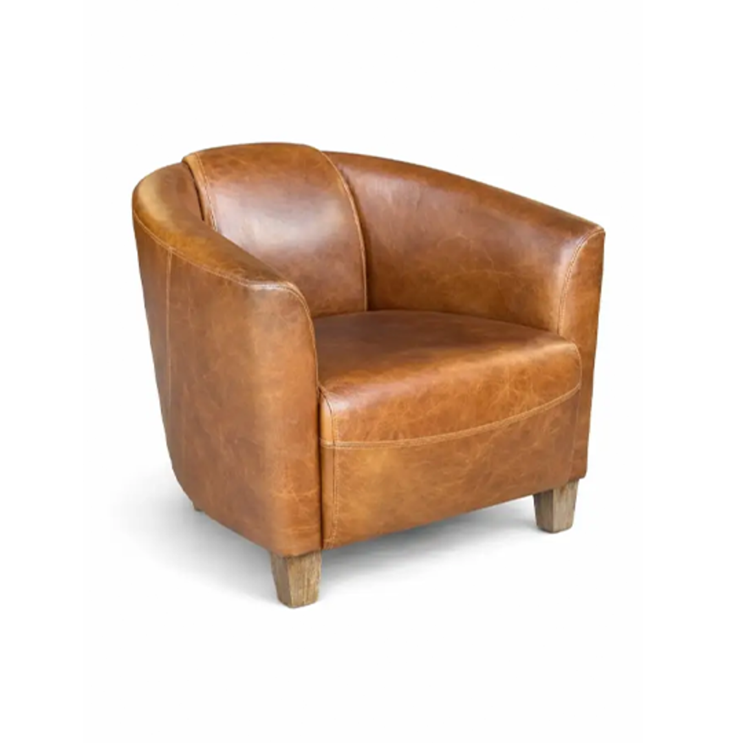 Vanguard Aged Full Grain Leather Chair - Vintage Tan image 1